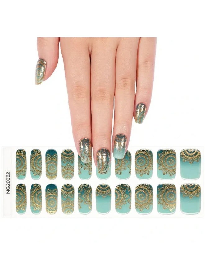 مجموعة كاملة من ملصقات جل الأظافر الممتازة مع معالجة بالأشعة فوق البنفسجية/LED | مجموعة عالية الجودة مع مبرد أظافر، ووسادات تنظيف، وأدوات خشبية، بجودة صالونات التجميل، سهلة الإزالة - Image 5